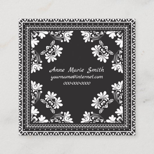 白黒バンダナデザイン スクエア名刺 (正面)