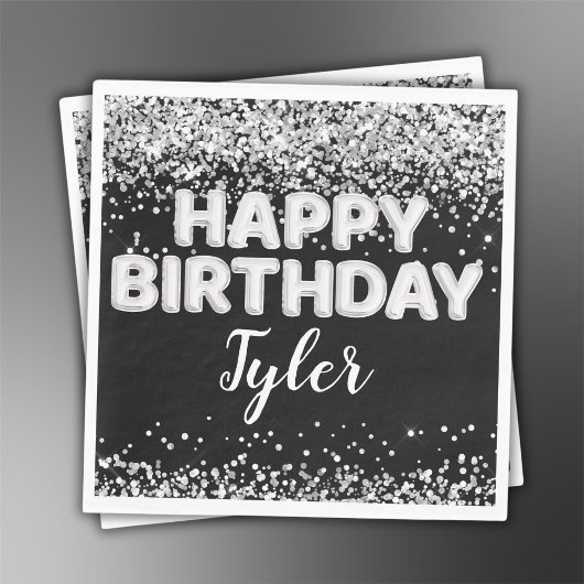 白黒バースデーパーティー スタンダードランチョンナプキン