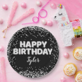 白黒バースデーパーティー ペーパープレート (パーティー)