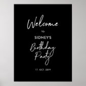 白黒バースデーモダンタパーティー歓迎ポスター ポスター (正面)