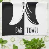 白黒バータオル顔 キッチンタオル (折り畳み)