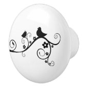 白黒バードオンブランチお洒落 セラミックノブ (右)