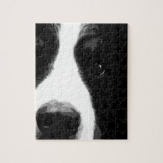 白黒バーニーズ・マウンテン・ドッグ ジグソーパズル (縦)