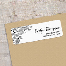 白黒パインブランチ差出人住所ラベル