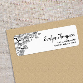 白黒パインブランチ差出人住所ラベル ラベル