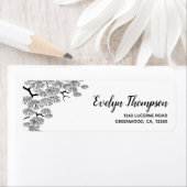 白黒パインブランチ差出人住所ラベル ラベル (インサイチュ)