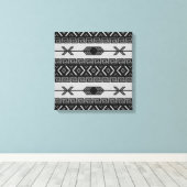 白黒パターアステカン南西ウォールアート キャンバスプリント (インサイチュ (ウッドフロア))