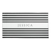 白黒パターストライプのン名 枕カバー (裏面)