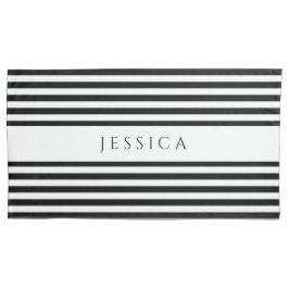 白黒パターストライプのン名 枕カバー