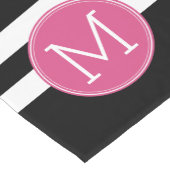 白黒パターストライプのン熱ピンクモノグラム ショートテーブルランナー (コーナー)