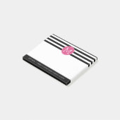 白黒パターストライプのン熱ピンクモノグラム ポストイット (アングル)