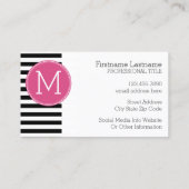 白黒パターストライプのン熱ピンクモノグラム 名刺 (裏面)