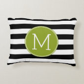 白黒パターストライプのン緑モノグラム アクセントクッション (裏面)