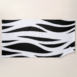 白黒パターストライプのン ビーチタオル