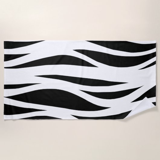 白黒パターストライプのン ビーチタオル (正面)
