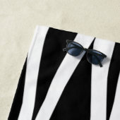 白黒パターストライプのン ビーチタオル (インサイチュ)