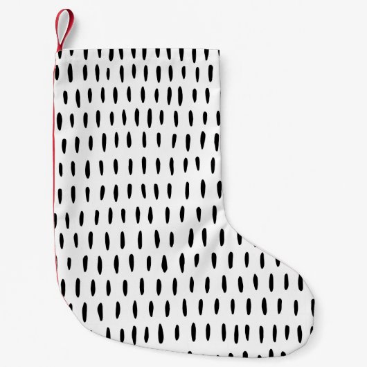 白黒パターストライプのン:手書き スモールクリスマスストッキング (正面)
