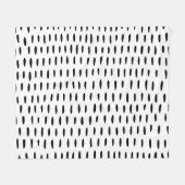 白黒パターストライプのン:手書き フリースブランケット (正面(横))