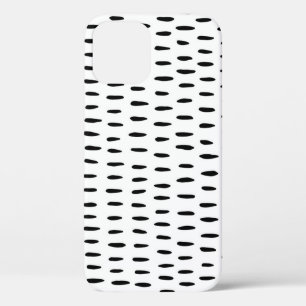白黒パターストライプのン:手書き iPhone 12ケース