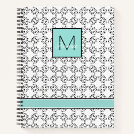 白黒パターンのライトアクアボックス ノートブック