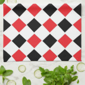 白黒パターンアーガイルモノグラム キッチンタオル (折り畳み)