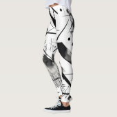 白黒パターンインクの水彩画 レギンス (左)