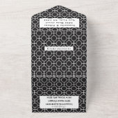 白黒パターンシックでエレガントな結婚式 オールインワン招待状 (外側)