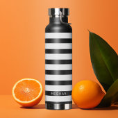 白黒パターンストライプの名前をカスタムする ウォーターボトル