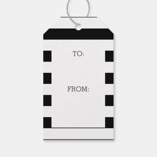 白黒パターンストライプの名前をカスタムする ギフトタグ (裏面)