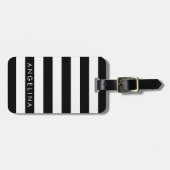 白黒パターンストライプの名前をカスタムする ラゲッジタグ (正面横)