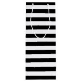 白黒パターンストライプの名前をカスタムする ワインギフトバッグ (裏面)