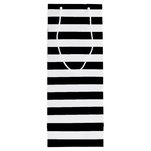 白黒パターンストライプの名前をカスタムする ワインギフトバッグ (裏面)