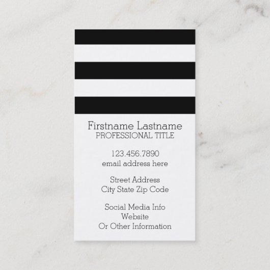 白黒パターンストライプの名前をカスタムする 名刺 (裏面)