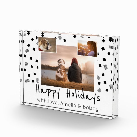 白黒パターンハッピーホリデーカスタム3 フォトブロック (右)