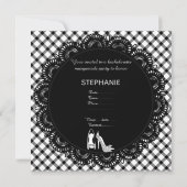 白黒パターンバチェロレッテマスカレードパーティー 招待状 (裏面)