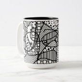 白黒パターンパッチワーク04 ツートーンマグカップ (正面左)