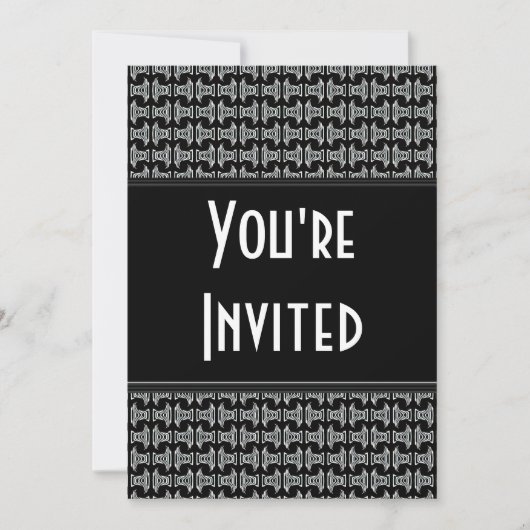 白黒パターンパーティー招待状 招待状 (正面)