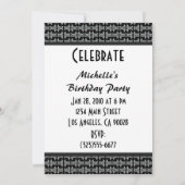 白黒パターンパーティー招待状 招待状 (裏面)