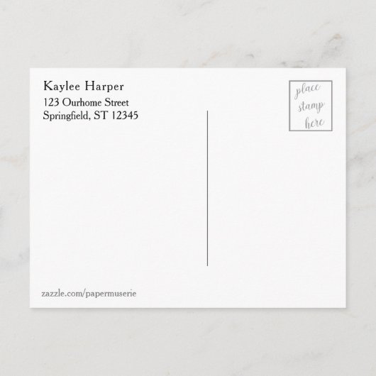 白黒パターン卒業の日付を保存 案内ポストカード (裏面)