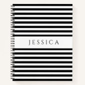 白黒パターン名ストライプの帳 ノートブック (正面)