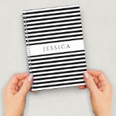 白黒パターン名ストライプの帳 ノートブック