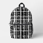 白黒パターン抽象芸術ブラシストローク プリントバックパック (正面)