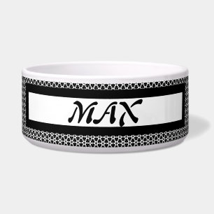 白黒パターン（の模様が）あるドッグボウル ボウル