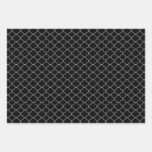 白黒パターン（の模様が）ある ラッピングペーパーシート (正面)