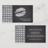 白黒パターン&シルバーシャインフェイクリップ 名刺 (正面/裏面)
