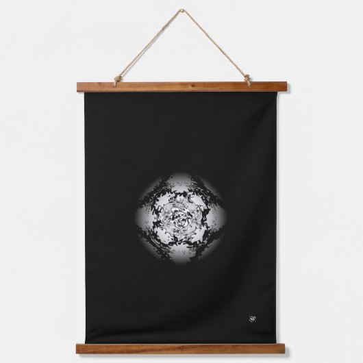 白黒パターン（球体） 吊り下げ型タペストリー (正面)