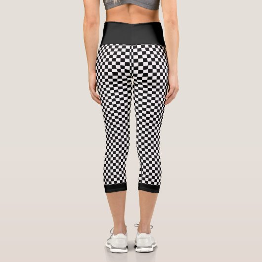 白黒パター市松模様にンカスタム カプリレギンス (裏面)