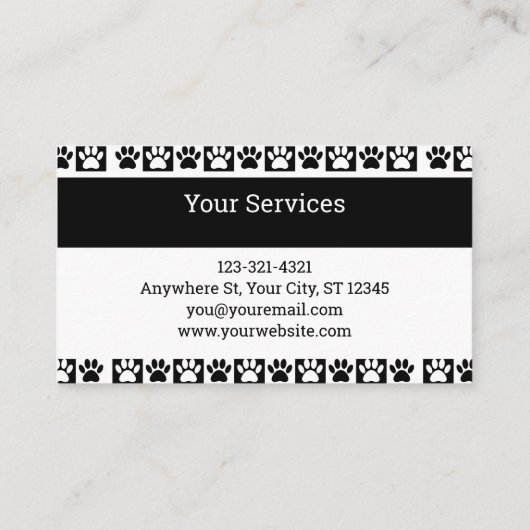 白黒パター市松模様にンドッグウォーカートリマー 名刺 (裏面)