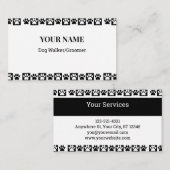 白黒パター市松模様にンドッグウォーカートリマー 名刺 (正面/裏面)