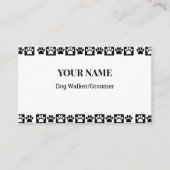 白黒パター市松模様にンドッグウォーカートリマー 名刺 (正面)